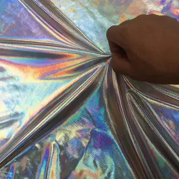 Luxusné kožené svetlé fluorescenčné laserová strieborná potiahnuté textílie materiál