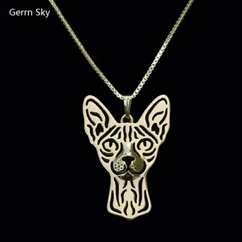 Sphynx mačka náhrdelník Ručne Vyrezávané duté príslušenstvo šperky zlaté farby á rýchle dodanie