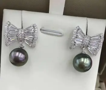 Doprava zadarmo Veľkoobchodné ceny Nové Nádherné krásne Prírodné sladkovodné perly motýlik náušnice 925 silver
