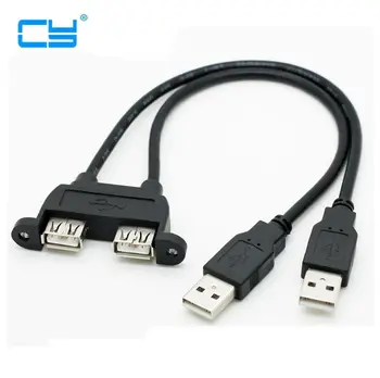 Bochara Dual USB 2.0 Mužov a dvomi USB 2.0 Samica USB 2.0 Predlžovací Kábel so Skrutkou Panel Mount Mužov a Žien 30 cm 50 cm