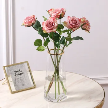Umelý Kvet Ruže Jeden Curling Rose Listy Pobočky Hodvábne Kvety na Svadbu Obývacia Izba Domov Záhradné Dekorácie Falošné Kvet