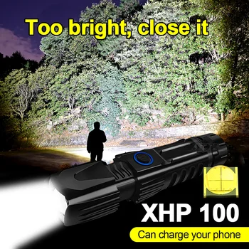Super Jasné 300000 Lumen XHP100 Výkonné LED Baterka USB Nabíjacie taktické flash light Mini List Lampa XHP70 XHP50 Horák