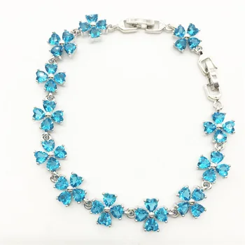 Očarujúce deep sea-modré crystal Kvet dizajn AAA Zirkón náramky Bieleho Zlata farba Zdravie Módne šperky doprava Zadarmo