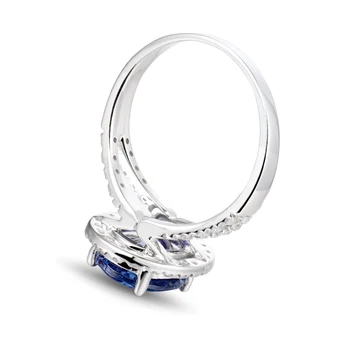 Jednoduchý Dizajn Oválny Tvar 14K Bieleho Zlata Prírodné Tanzanite Diamantový Svadobný Prsteň Drahokam Šperky pre Strany WR0001