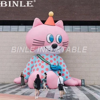 Reklama ružová krásne nafukovacie obrie mačka cartoon s LED svetlá nafukovacích zvierat dekorácie pre propagáciu