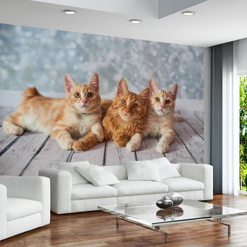 Vlastné tapetu Cute cat Gauč TV tapetu pozadia obývacia izba, spálňa hotel nástenná maľba galéria dekorácie, tapety