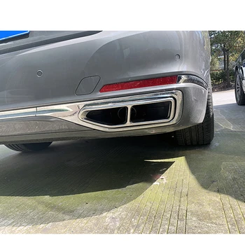 2x Striebro Nerezové Výfukové Potrubie Koniec Tip Kryt Výbava Príslušenstvo vhodné na BMW 7 Series G11 G12 2019-2020