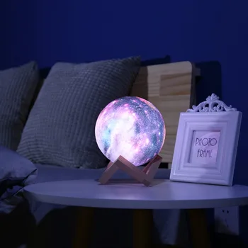 USB 3D Tlač Hviezdnej Oblohe Mesiac Lampa Farebné Zmeny Dotykový LED Nočné Svetlo Galaxy Lampa Domov Dekoratívne Nový Rok Darček Dropshipping