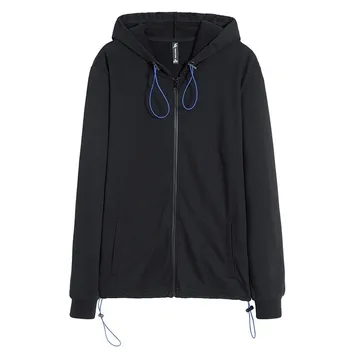 Pioneer tábor jesenná bunda, kabát mužov obyčajný čierny streetwear modrým pruhom windbreaker človeka bunda s kapucňou pre teen