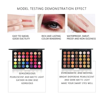 Hot predaj 35 Farby Eyeshadow Makeup Paleta Matným Leskom Trvalé Jemný Prášok make-up Set