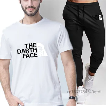2021 pánske oblek T-tričko + nohavice dvoch kus príležitostné športové pánske / dámske -bavlna Top + nohavice telocvični nohavice tlač
