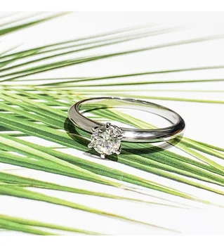 Šesť pazúry 925 Sterling Silver 2ct Simulované Diamantové prstene prst Večný Svadobné Zásnubné Prstene pre Ženy Šperky darček