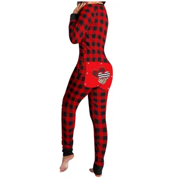 Ženy Vianočné Onesies S Zadok Klapka Pre Dospelých Sexy Sleepwear Romper Žien Otvoriť Zadok Pyžamo Vianoce Pyžamo Dlhé Nighties 2020