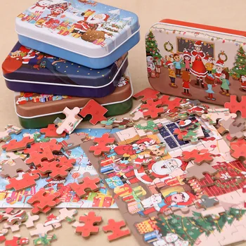 Vianočné Drevené Puzzle DIY Malé Darčeky Deťom Ručne Vyrobené Santa Puzzle Skladačka Nový Rok Dovolenku Strany darček Pre Deti