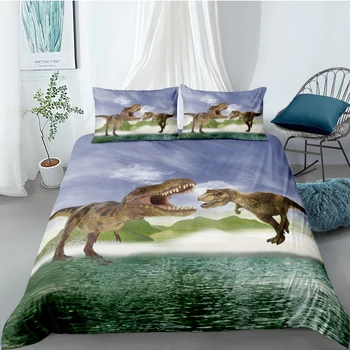 3D Dizajn Perinu Sady posteľnej bielizne Set Prikrývka Zahŕňa obliečok Plný Twin jednoduché Dvojité Veľkosť Zvierat, Dinosaurov Vlastné posteľné Prádlo