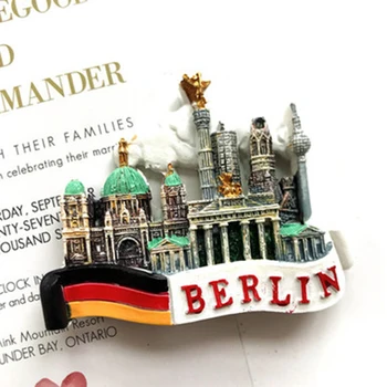 3D Berlín Nemecko Atrakcie Pamätník Chladnička Magnet Ručné živice Chladnička Domáce Dekorácie Plavidlá so suvenírmi Zber NOVÉ