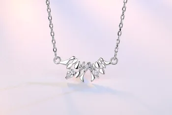 Strieborné Šperky Žena Jednoduchého Luxusu Zirkón Náhrdelník Sladké tóny Kríž s Krátkym Reťazcom Náhrdelník Dĺžka Reťazca 45 +5 CM