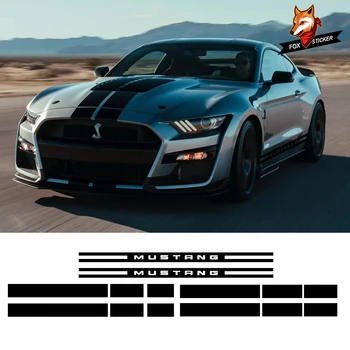 1 Sada Predná Zadná Kapota Strechy batožinového priestoru Grafické Odtlačkový Nastaviť Nálepky Bočné Dvere Rocker Panel Pruhy pre Ford Mustang-2017