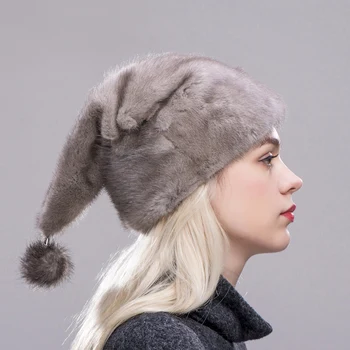 2020 FXFURS Vianočné hat noriek kožušiny, celé kože vysokej kvality kožušinové čiapky s jedným noriek loptu klobúky ženy zime teplé ochrana sluchu