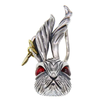 S925 mincový striebro náhrdelník muž červených očí králik prívesok, hip hop, street in strieborné šperky žena príliv strieborný prívesok
