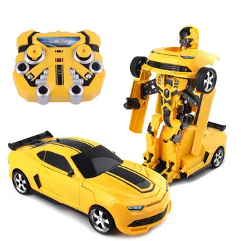 2 v 1 Diaľkové Ovládanie Robota Žltý Včelí Transformácie Auto Vozidla Hračky Racing Darček so Svetlom Hudba