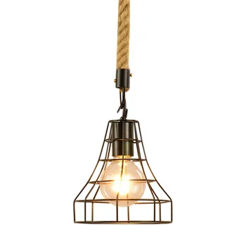 Vintage Konopné Lano Prívesok Svetlo LED Edison Priemyselná Žehlička Visí Lampa Loft Dekor Jedáleň Svetlá Antik Domáce Osvetlenie