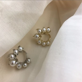 Elegantný Retro Nadrozmerná Multi Pearl Prstene pre Ženy Lady Lesklé Nastaviteľné Nepravidelný Kúzlo Krúžok kórejský Svadobné Šperky Prst Prsteň