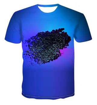 Nové 3D dynamický obraz tlač geometrický vzor farebné letné T-shirt priedušná hornej psychedelic závrat T-shirt trend pár