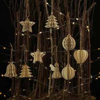 Vianočný dekor drevo 3D Visí ozdoby dekorácie pre domov Darček natal Ozdoby kerst decoratie strom dekorácie navidad
