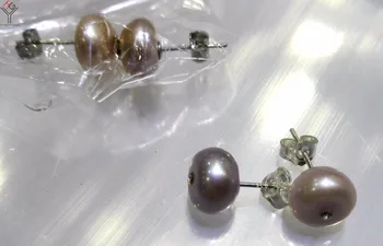 5 párov / veľa žien Šperky, Náušnice 8-10 mm fialová kolo perla lesklá drahokamu stud náušnice zvýrazniť Sladkovodná perla