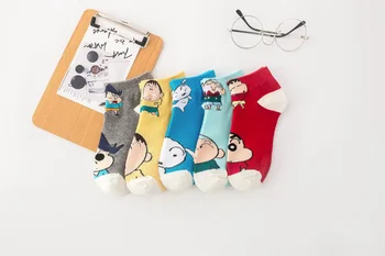 Letné Módy Roztomilý Ženy Lode Ponožky Anime Crayon Shinchan Krásne Bavlnené Kawaii Kórejský Harajuku Radi Vtipné Ponožky