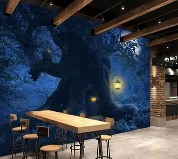 Prispôsobiť tapetu 3d Lesných stromov noc tapety na obývacia izba, spálňa, detská izba nástenné maľby Dekoratívne 3D pozadie