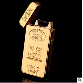 Vysoká Kvalita Gold Bar Impulzný OBLÚK Vetru Elektronické Rechargable USB Flameless ľahšie