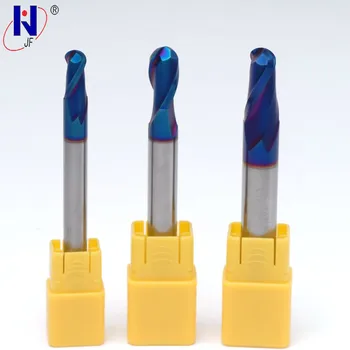 HRC60 Modrá NaCo Potiahnuté R0.5*2*D4*50 karbidových Loptu nos konci mlyn 2 flauta konci mlyny s rovnou ramienka frézovanie fréza