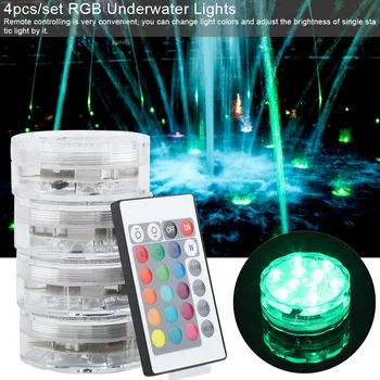 4pcs/Set LED RGB Osvetlenie Vodotesné Diaľkové Ovládanie pod vodou Lampa Svadobné Party Váza Dekor Bazén Svetlo Diaľkové Ovládanie
