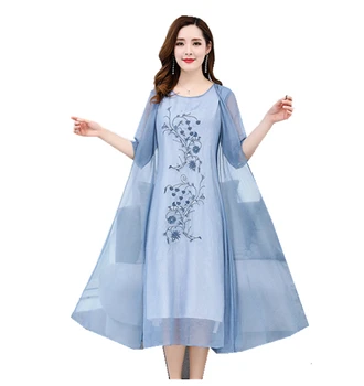 Ženy Šaty, Oblek Vintage Retro Kvetinový Kvet Šifón Výšivky Čínsky Dve Kus Oblečenie Pre Svadobných Hostí Matka Plus Veľkosť