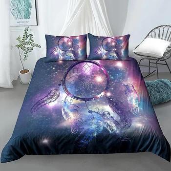 Dreamcatcher posteľná bielizeň Nastaviť Farebné Perie Polyester Perinu České Mandala Obliečky 2/3ks Galaxy bytového Textilu