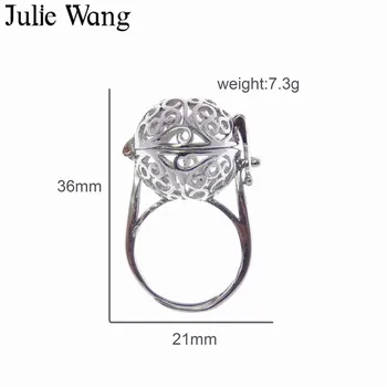Julie Wang 1PCS 17 mm Meď Duté Vzory Esenciálny Olej Difúzor Parfum Medailón Aromaterapia Krúžok Módny Ženy Strany Šperky