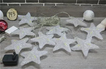 Slávnostné dovolenku dekorácie osvetlenie akryl päť-špicaté hviezdy dekoratívne string svetlá 10 biela LED svietiace päť-špicaté
