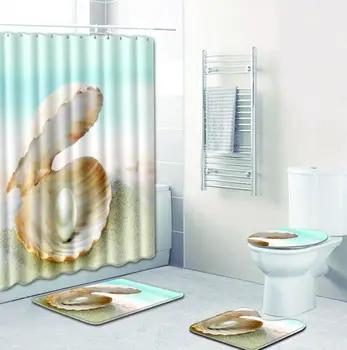 Moderné Pláži Tlač Sprchový Záves Blue Kúpeľňa 3D Zatmenie Sprchový Záves Veľké 180x180cm pre Kúpeľňa Opony Bb50