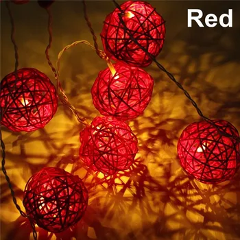 35pcs Červená Ratan Loptu pre LED Reťazec Svetlá Girlandy Dovolenku Svadobné Party Dekorácie LED Reťazec Vianočné Rozprávky Svetlo