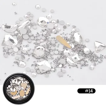 1 Rámček Skla Iskrivý Nail Art Kamene Mix Crystal Sharp/Ploché Späť Spodnej Kamienkami DIY Nechtov Dizajn, Dekorácie Kaviárové Perly NR29