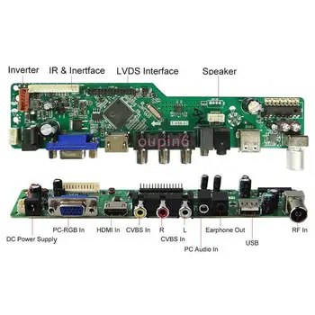 TV HDMI, VGA, AV, USB, AUDIO LCD LED 2 CCFL lámp Radič Doske auta DIY Pre LTN184HT04-T01 1920X1080 18.4