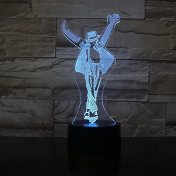 Michael Star Obrázok 3D Led Nočné Svetlo 7 Farieb Domov Offfice Dekoratívne Lampy, Spálne, stolná Lampa Michael Ventilátor je Najlepší Darček