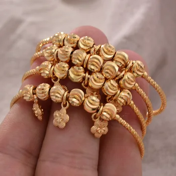 4pcs/veľa Dubaj Prívesky Pre Dieťa/Deti Zlatá Farba Etiópskej Prekrásny Náhrdelník/Náramok Trendy Afriky Arabských Zvony Perličiek Šperky, Darčeky