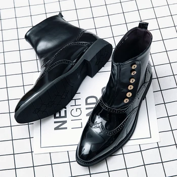 38~46 Topánky mužov pohodlné značky módne Členkové topánky 2020 kožené topánky veľká veľkosť Chelsea boots black pevné mužov, kožené topánky