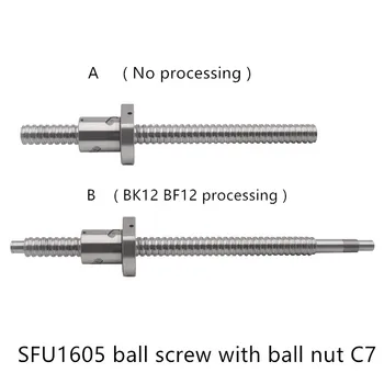 Ballscrew SFU1605 dĺžka 100 mm guľôčkovej skrutky s prírubou jednej matice alebo BK12 BF12 konci CNC obrábané diely