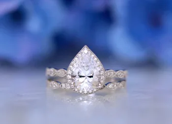 Luxusné Žena Biela Kvapka Vody AAA Zirkón Prsteň Módne 925 Silver Vyplnené Svadobné Šperky Sľub Zásnubné Prstene Pre Ženy