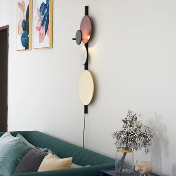 Nordic moderné planéty design, okrúhle nástenné svietidlo tvorivé železa macarons farba DIY nastaviteľné pre obývacia izba uličkou LED svetlá zelená