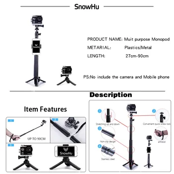 SnowHu pre GoPro Príslušenstvo Set Black Mount pre GoPro Hero 9 8 7 6 Yi 4k Mijia Prípade Sjcam Akcia Fotoaparát GS75